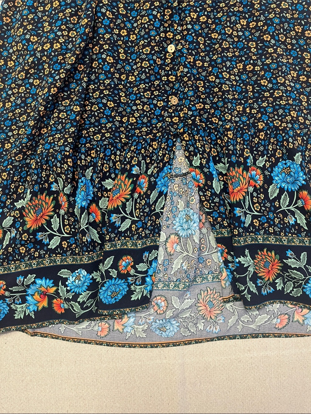 TEMOFON Floral Button Front Midi Dress Pockets Boho Cottagecore Size L - Picture 7 of 16